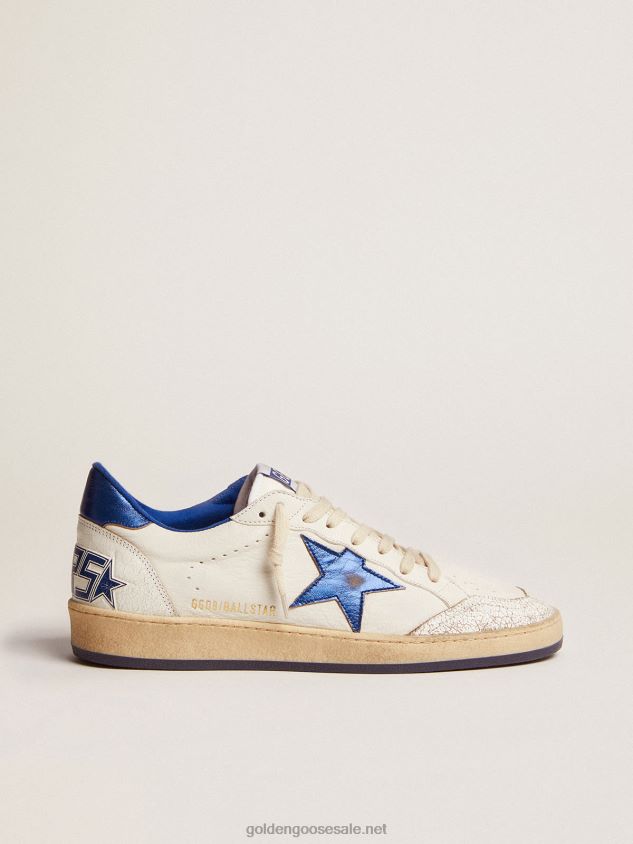 Ball Star sneakers in white nappa leather with light blue laminated leather star and heel tab FN20N547 Men Golden Goose