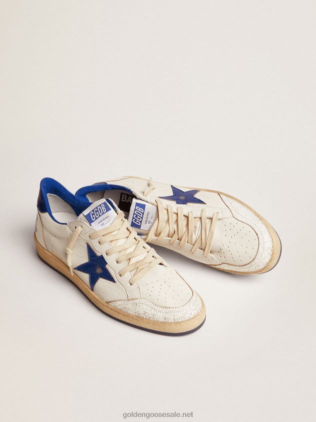 Ball Star sneakers in white nappa leather with light blue laminated leather star and heel tab FN20N547 Men Golden Goose