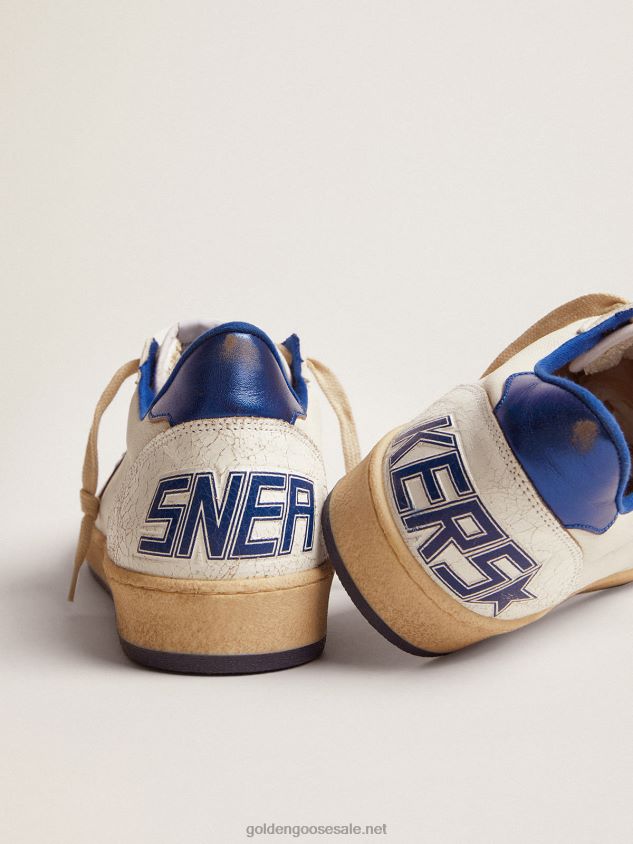 Ball Star sneakers in white nappa leather with light blue laminated leather star and heel tab FN20N547 Men Golden Goose