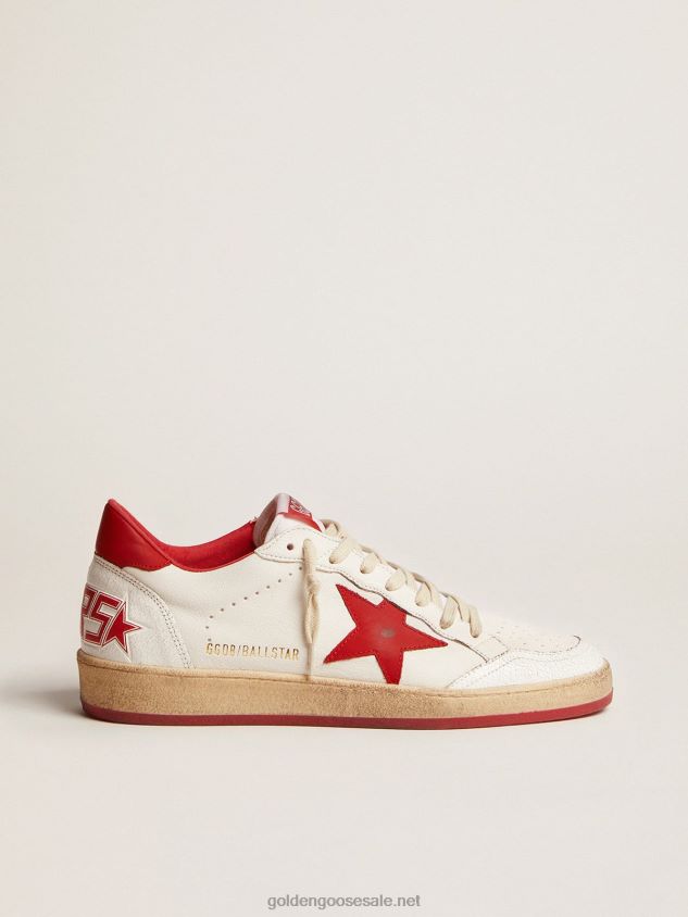 White Ball Star sneakers in leather with red star and heel tab FN20N503 Men Golden Goose
