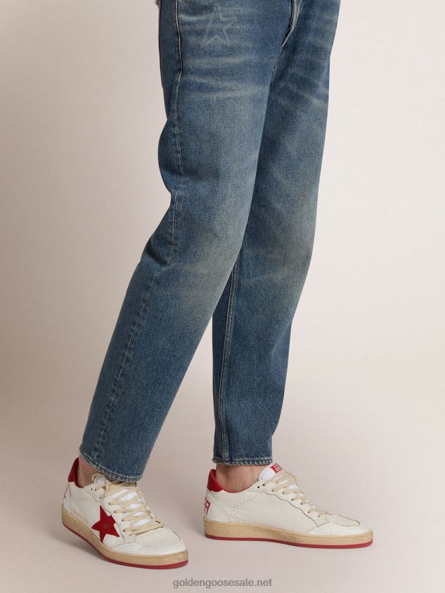 White Ball Star sneakers in leather with red star and heel tab FN20N503 Men Golden Goose