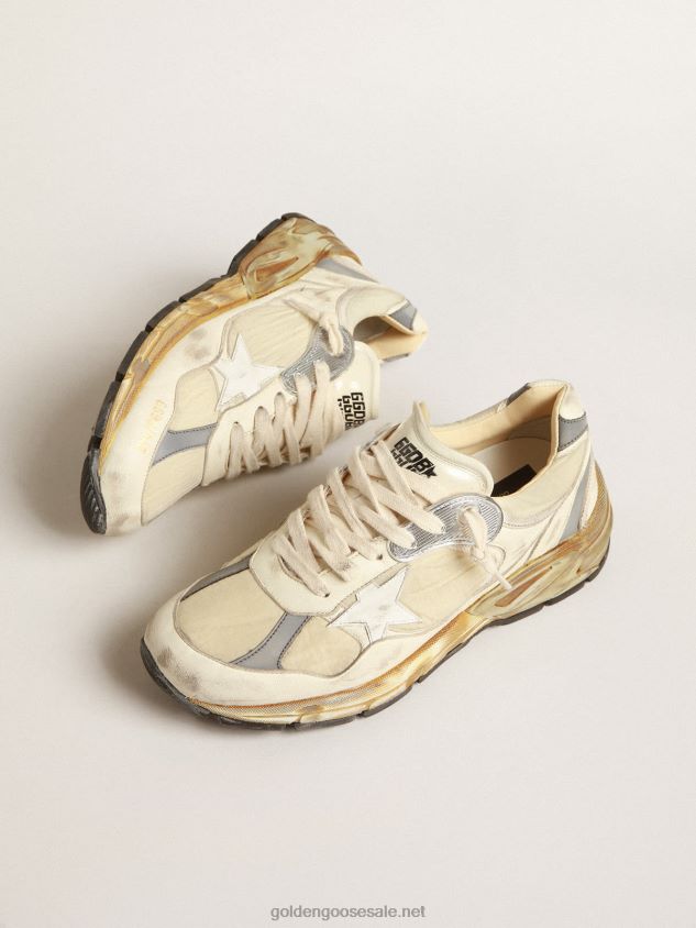 Dad-Star in beige nappa and nylon with white leather star FN20N663 Men Golden Goose