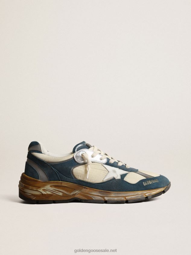 Dad-Star in petrol-blue suede with white leather star FN20N636 Men Golden Goose