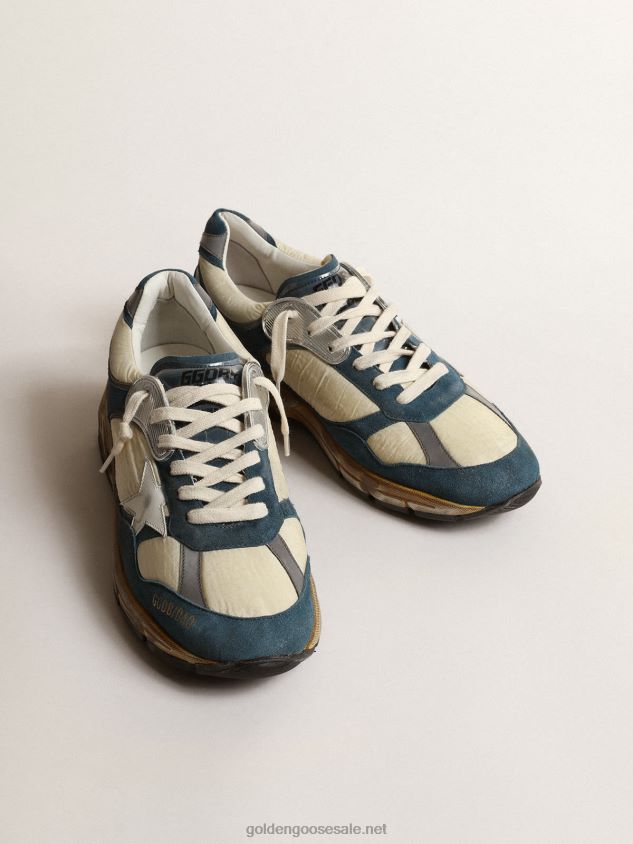 Dad-Star in petrol-blue suede with white leather star FN20N636 Men Golden Goose