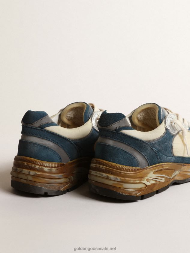 Dad-Star in petrol-blue suede with white leather star FN20N636 Men Golden Goose