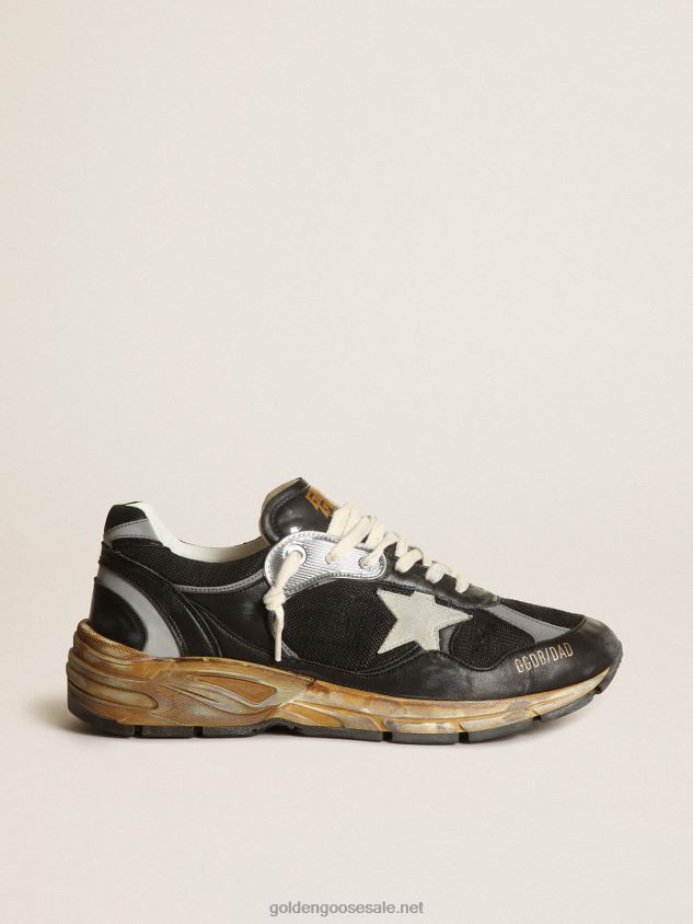 Dad-Star sneakers in black mesh and nappa leather with ice-gray suede star FN20N559 Men Golden Goose