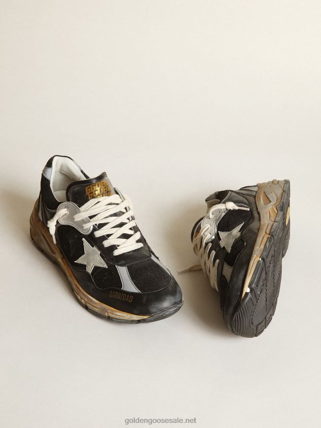 Dad-Star sneakers in black mesh and nappa leather with ice-gray suede star FN20N559 Men Golden Goose