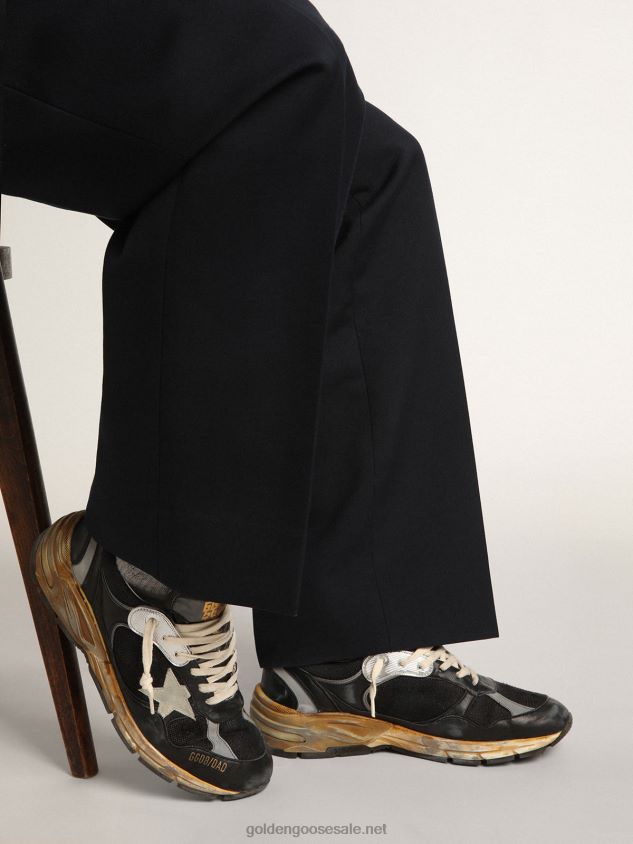 Dad-Star sneakers in black mesh and nappa leather with ice-gray suede star FN20N559 Men Golden Goose