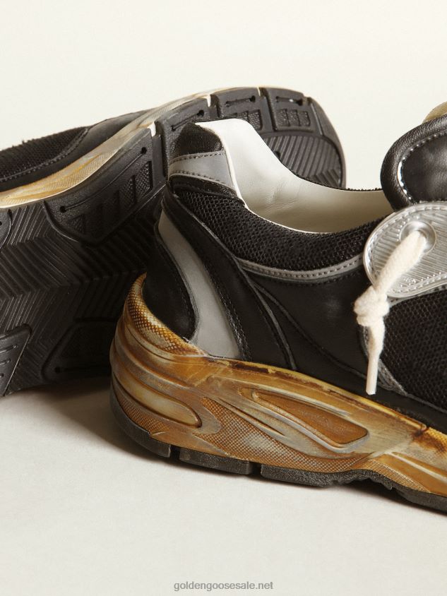 Dad-Star sneakers in black mesh and nappa leather with ice-gray suede star FN20N559 Men Golden Goose