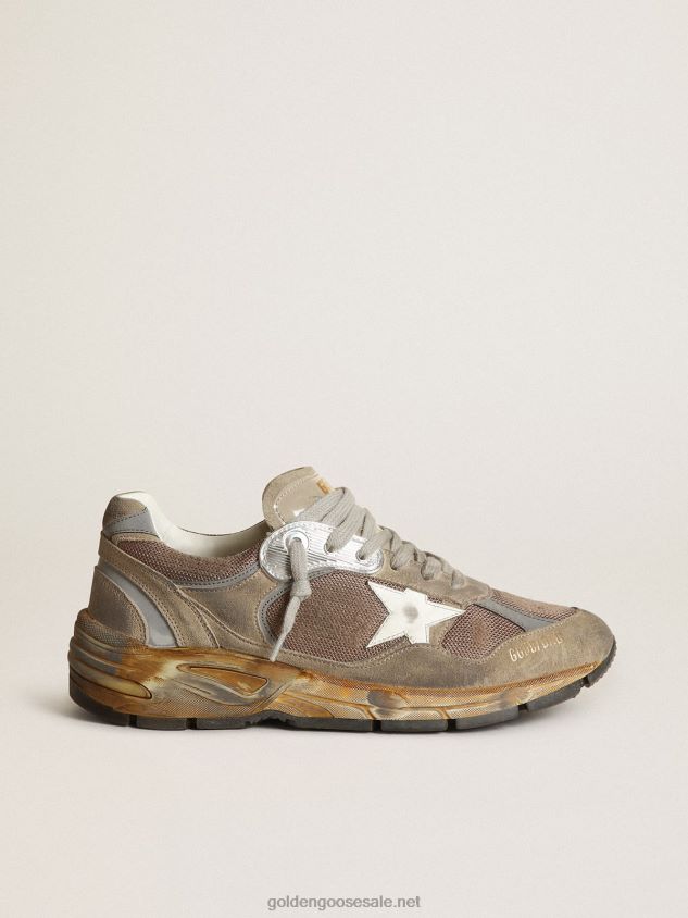 Dad-Star sneakers in dove-gray mesh and suede with white leather star FN20N557 Men Golden Goose