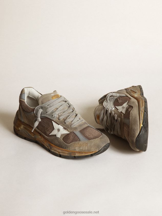 Dad-Star sneakers in dove-gray mesh and suede with white leather star FN20N557 Men Golden Goose