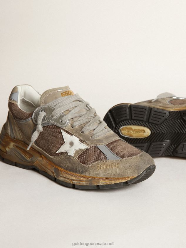 Dad-Star sneakers in dove-gray mesh and suede with white leather star FN20N557 Men Golden Goose