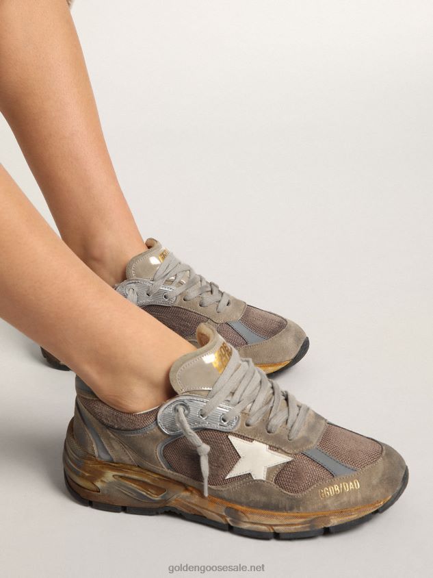 Dad-Star sneakers in dove-gray mesh and suede with white leather star FN20N557 Men Golden Goose