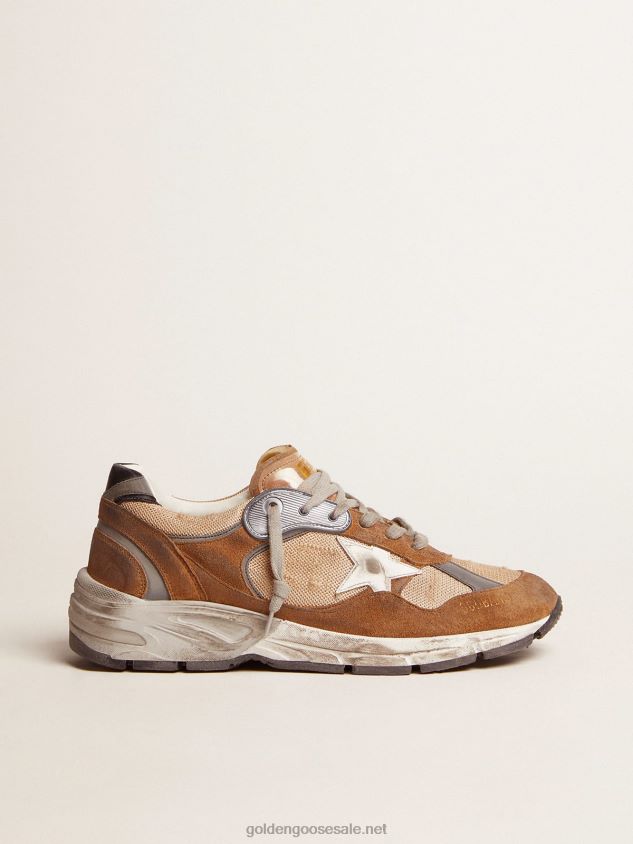 Dad-Star sneakers in tobacco-colored mesh and suede with white leather star and black leather heel tab FN20N526 Men Golden Goose