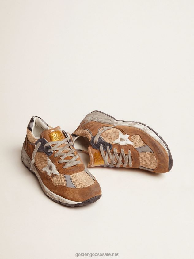 Dad-Star sneakers in tobacco-colored mesh and suede with white leather star and black leather heel tab FN20N526 Men Golden Goose