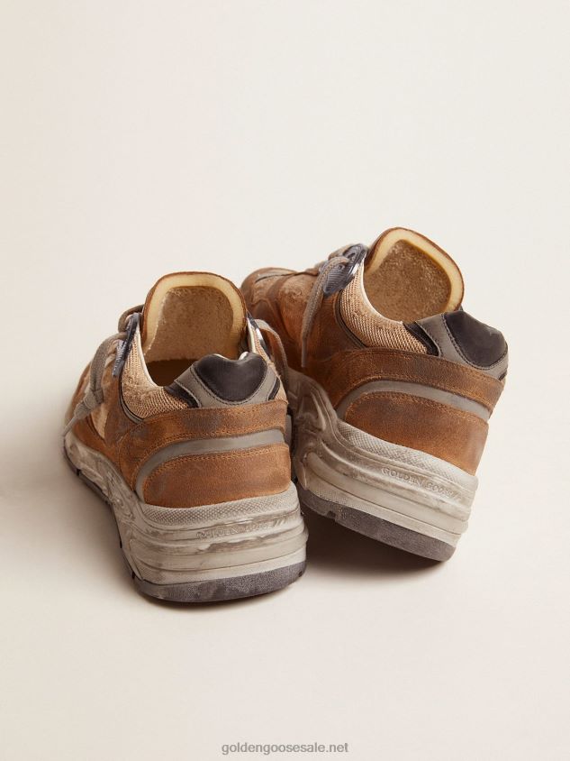 Dad-Star sneakers in tobacco-colored mesh and suede with white leather star and black leather heel tab FN20N526 Men Golden Goose