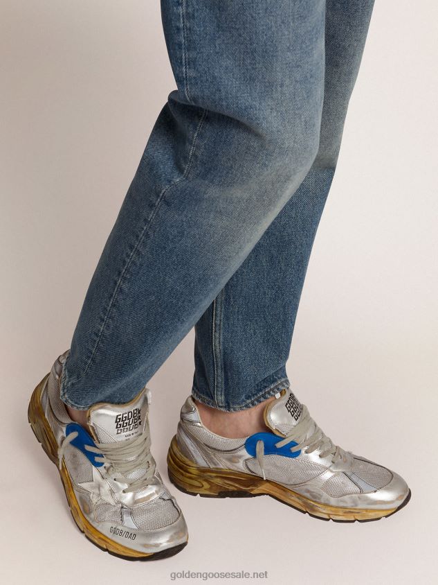 Silver Dad-Star sneakers with distressed finish FN20N587 Men Golden Goose