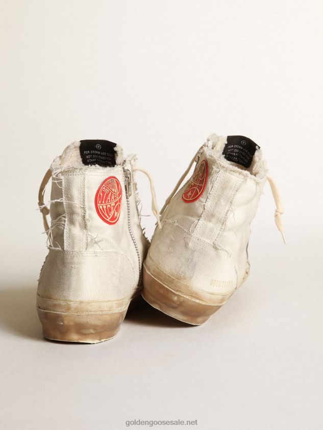 Francy sneakers in ivory canvas with white leather star FN20N614 Men Golden Goose