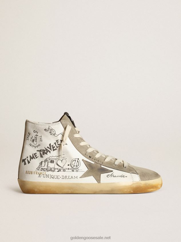 Francy sneakers with dove-gray suede inserts and all-over black lettering FN20N537 Men Golden Goose