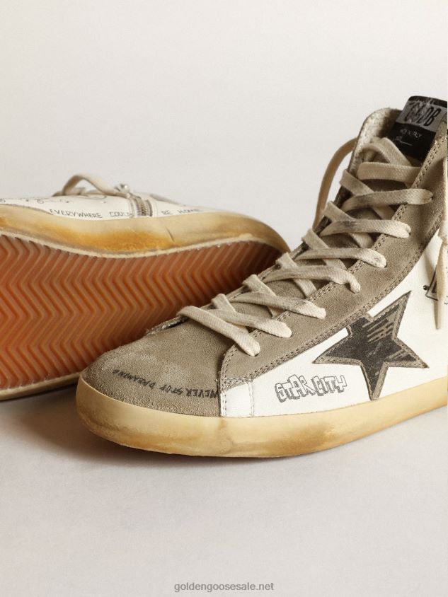 Francy sneakers with dove-gray suede inserts and all-over black lettering FN20N537 Men Golden Goose