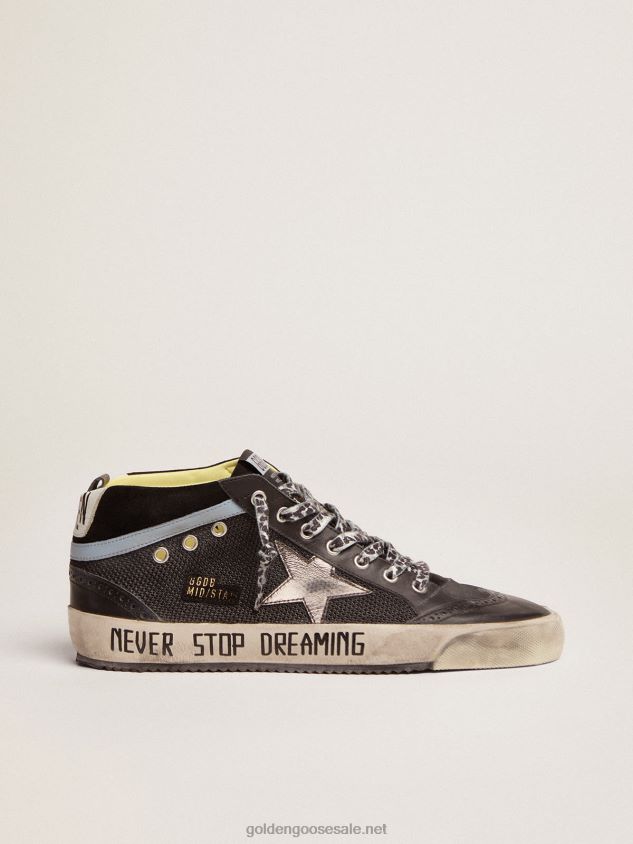 Mid Star LTD sneakers in black leather and mesh with dark-gray metallic leather star FN20N551 Men Golden Goose