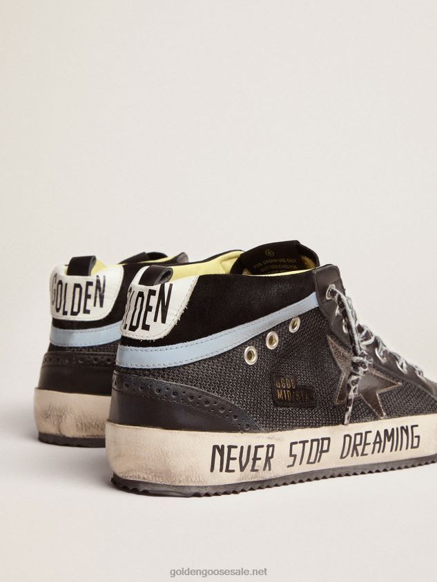 Mid Star LTD sneakers in black leather and mesh with dark-gray metallic leather star FN20N551 Men Golden Goose