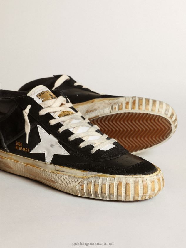 Mid Star in black nappa and suede with white leather star FN20N659 Men Golden Goose