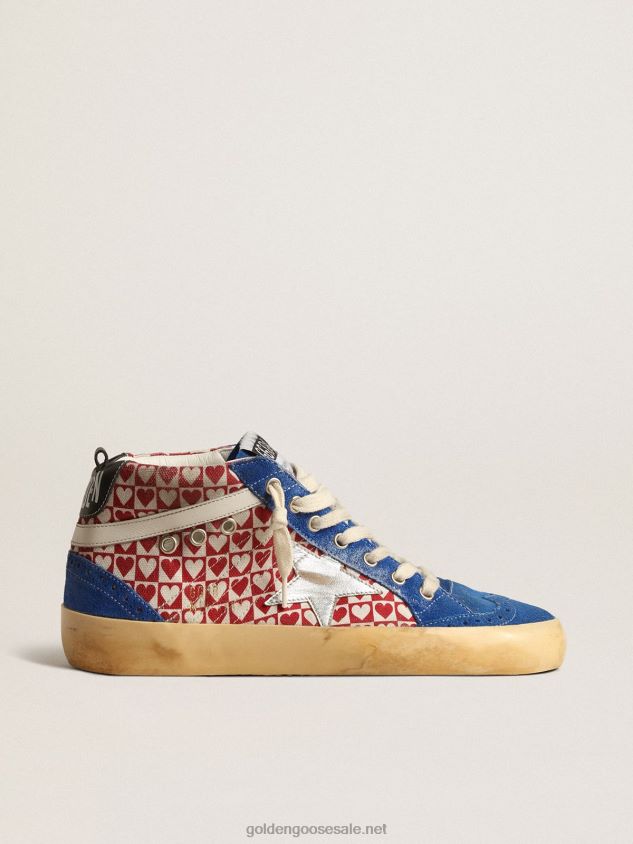 Mid Star in canvas with heart print and silver star FN20N688 Men Golden Goose