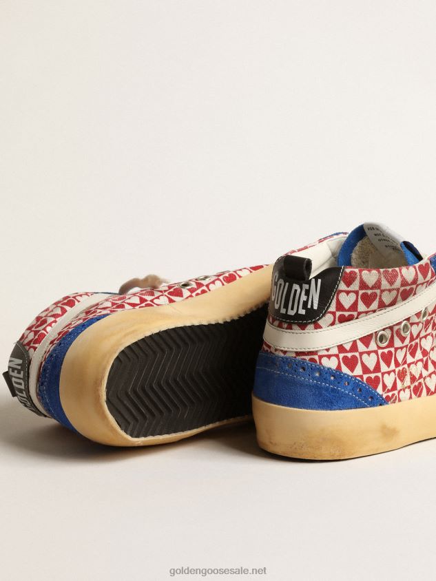 Mid Star in canvas with heart print and silver star FN20N688 Men Golden Goose