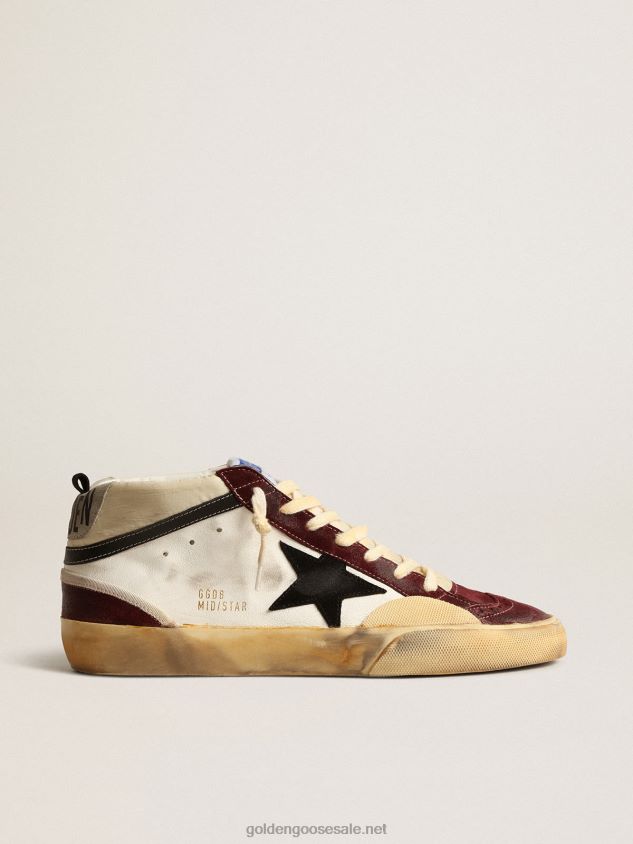 Mid Star in nappa with black suede star and wine-red inserts FN20N605 Men Golden Goose