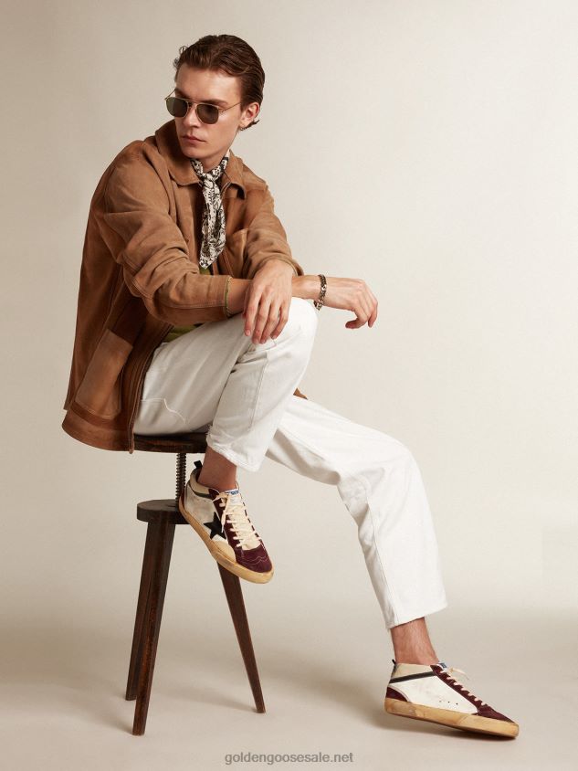 Mid Star in nappa with black suede star and wine-red inserts FN20N605 Men Golden Goose