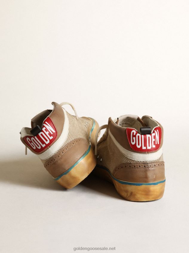 Mid Star sneakers in beige mesh and dove-gray nubuck with yellow leather star FN20N657 Men Golden Goose