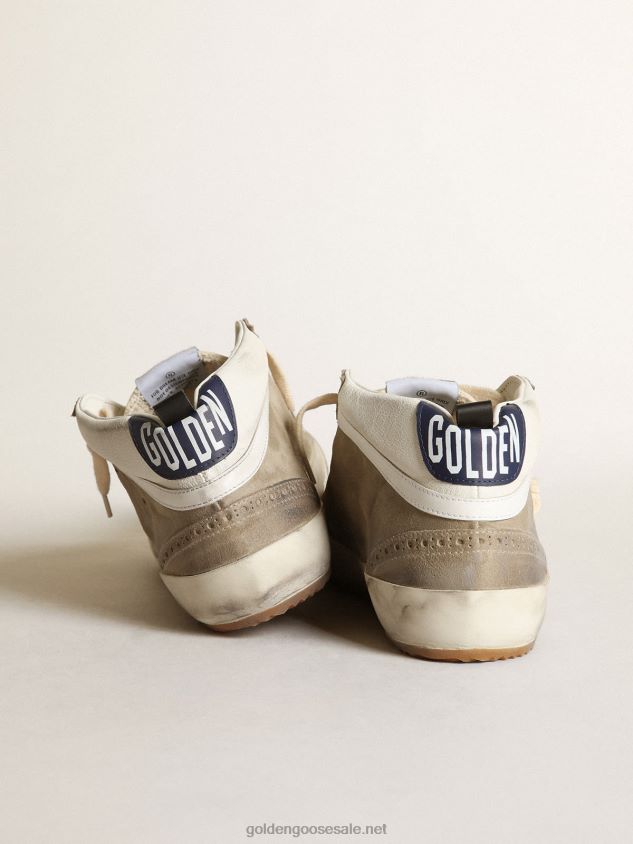 Mid Star sneakers in dove-gray suede with red metallic leather star and white leather flash FN20N567 Men Golden Goose