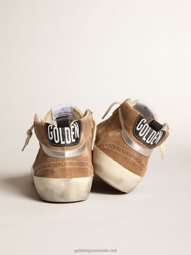 Mid Star sneakers in tobacco-colored suede with white leather star and silver metallic leather flash FN20N538 Men Golden Goose