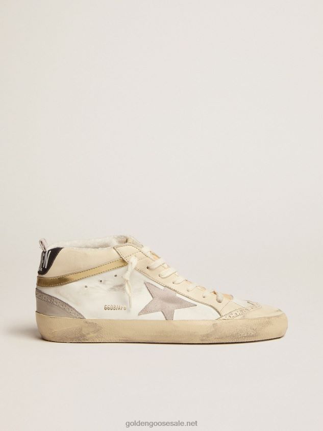 Mid Star sneakers with light gray suede star and chrome-effect gold leather flash FN20N566 Men Golden Goose