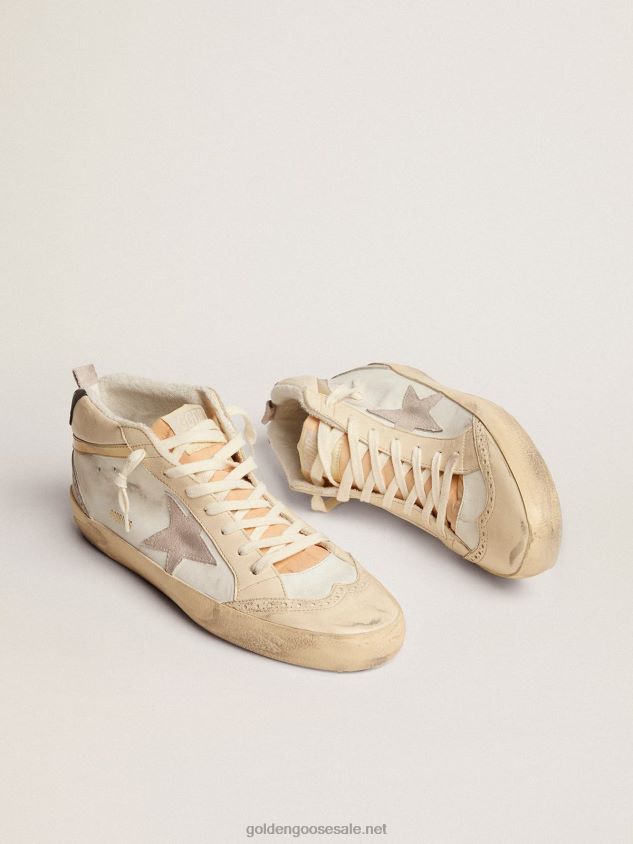 Mid Star sneakers with light gray suede star and chrome-effect gold leather flash FN20N566 Men Golden Goose