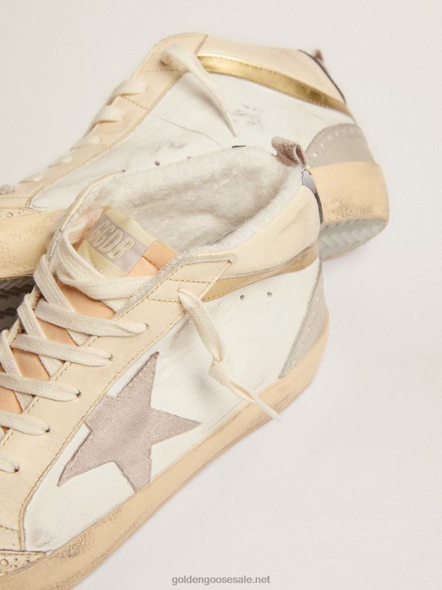 Mid Star sneakers with light gray suede star and chrome-effect gold leather flash FN20N566 Men Golden Goose