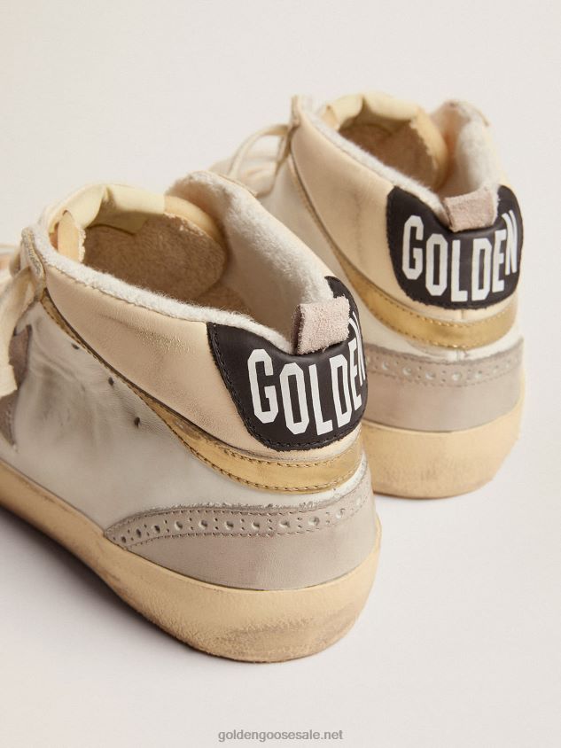 Mid Star sneakers with light gray suede star and chrome-effect gold leather flash FN20N566 Men Golden Goose