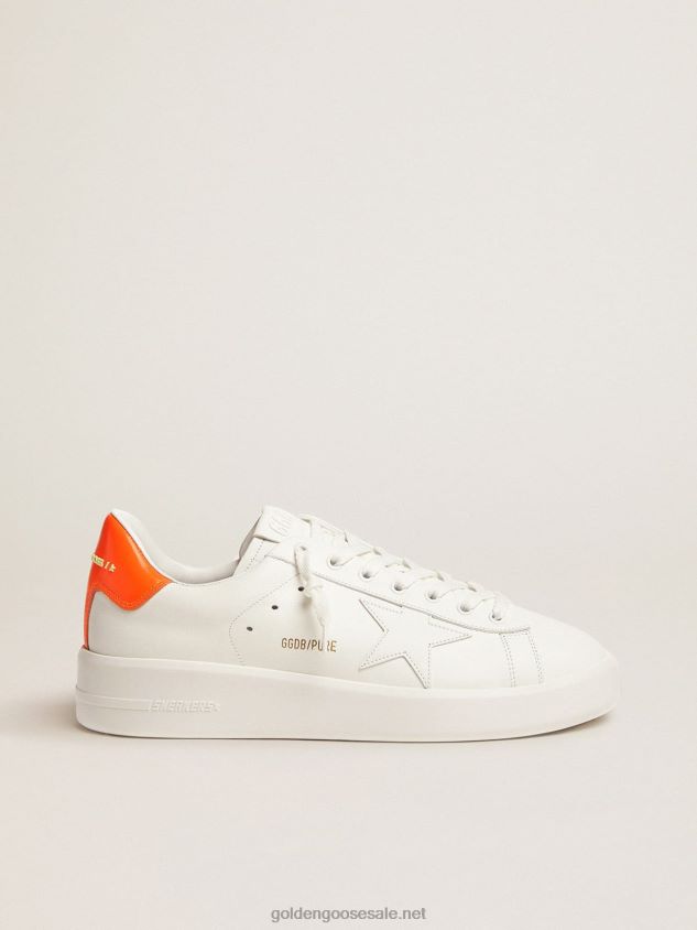 White Purestar sneakers with fluorescent orange heel tab FN20N553 Men Golden Goose