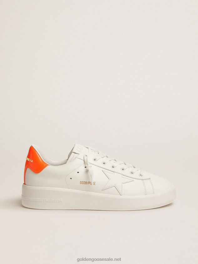 White Purestar sneakers with fluorescent orange heel tab FN20N553 Men Golden Goose