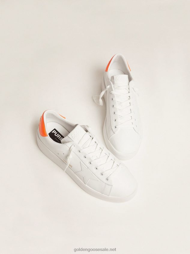 White Purestar sneakers with fluorescent orange heel tab FN20N553 Men Golden Goose
