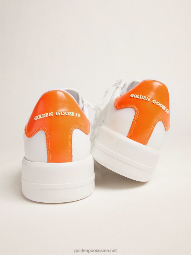 White Purestar sneakers with fluorescent orange heel tab FN20N553 Men Golden Goose
