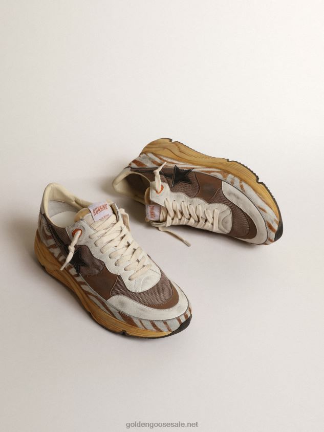 Running Sole LAB in brown fabric and pony skin FN20N635 Men Golden Goose