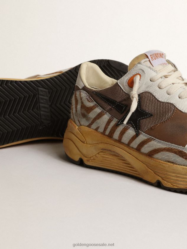 Running Sole LAB in brown fabric and pony skin FN20N635 Men Golden Goose