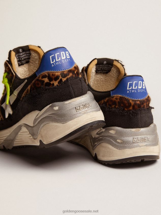 Running Sole LTD sneakers in black mesh with leopard-print pony skin inserts FN20N582 Men Golden Goose