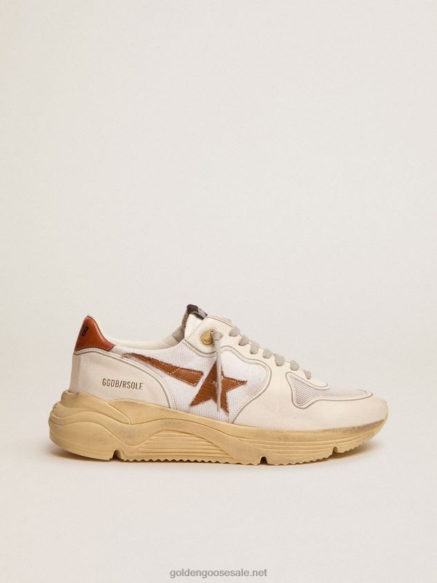 Running Sole LTD sneakers with lizard-print brown leather star and tan leather heel tab FN20N517 Men Golden Goose