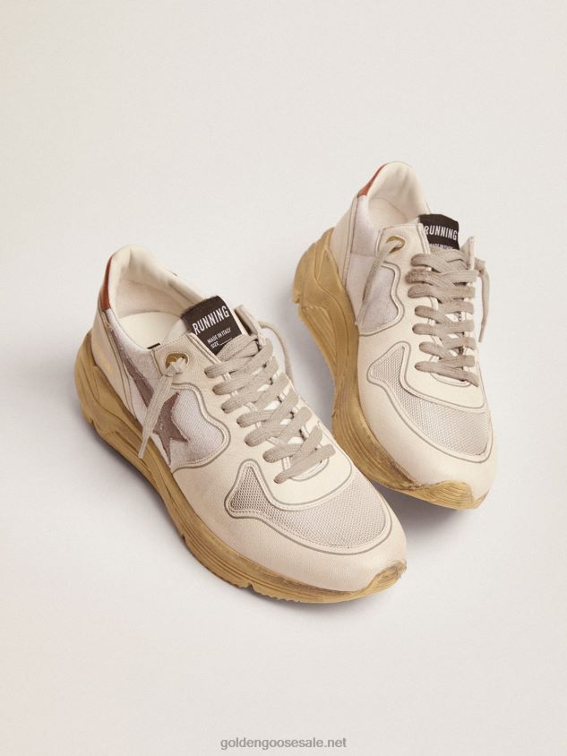 Running Sole LTD sneakers with lizard-print brown leather star and tan leather heel tab FN20N517 Men Golden Goose