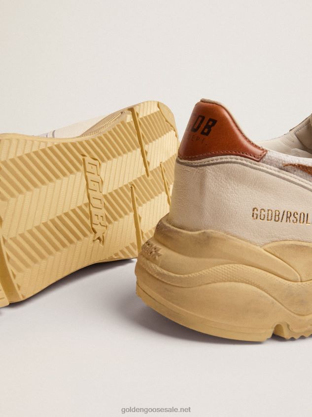 Running Sole LTD sneakers with lizard-print brown leather star and tan leather heel tab FN20N517 Men Golden Goose
