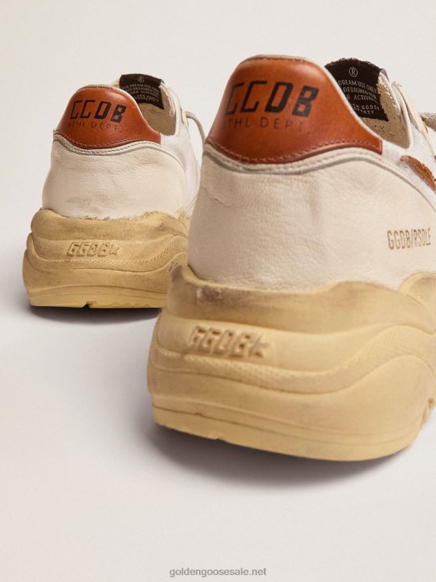 Running Sole LTD sneakers with lizard-print brown leather star and tan leather heel tab FN20N517 Men Golden Goose