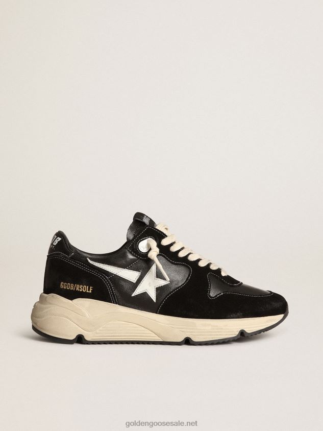 Running Sole in black nappa leather and suede with a white star FN20N656 Men Golden Goose